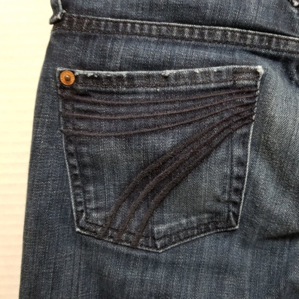 7FAM jeans 24 Crop Dojo capri denim lightly distressed stretch P348380S-380S Y2K - Picture 8 of 14